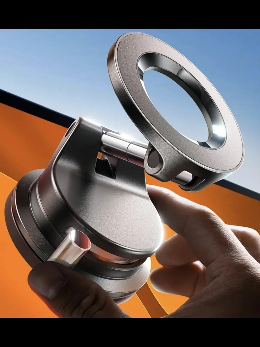 Car Monunt 360° Adjustable Black Phone Ring & Suction Mount